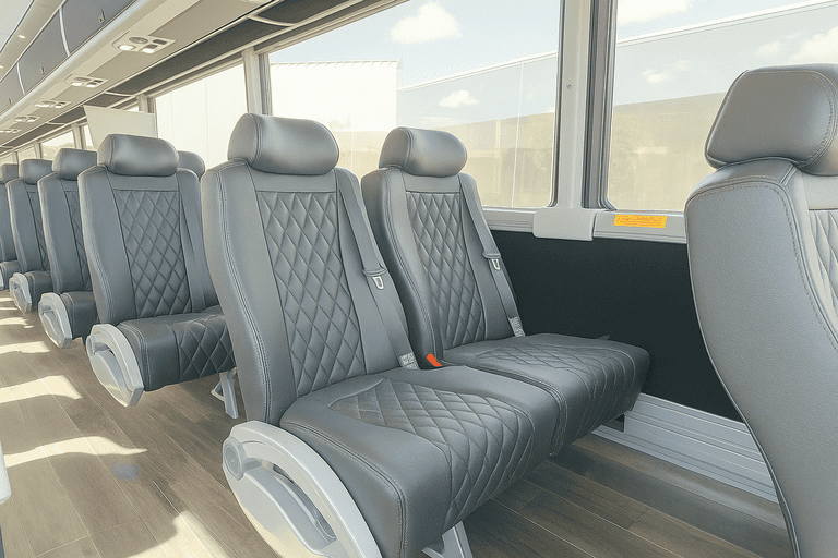 interior of Stockton Coach Bus Service charter bus