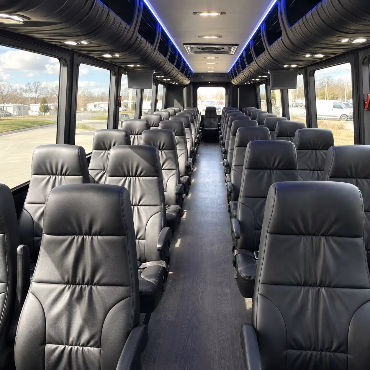 morning of bridal party transportation buses in stockton