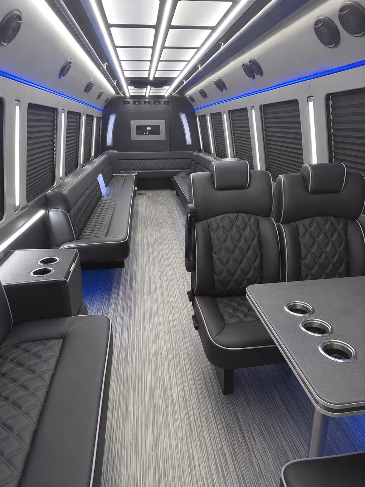 stockton 25 passenger party bus inside