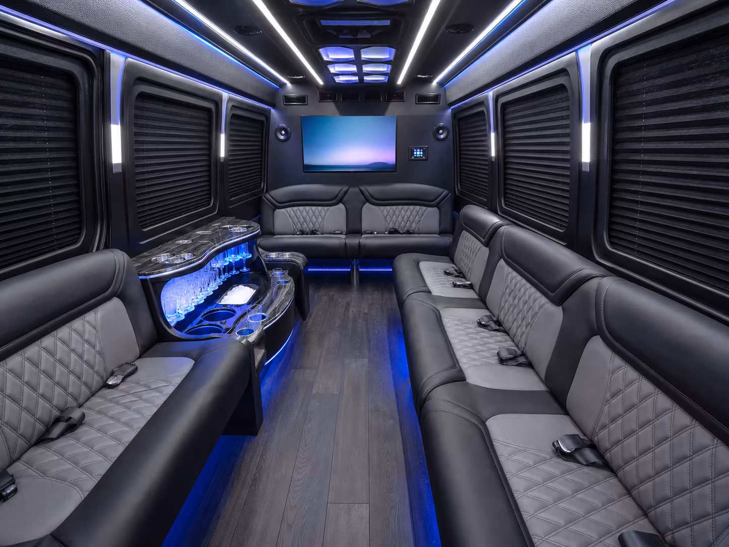 stockton 30 passenger party bus inside
