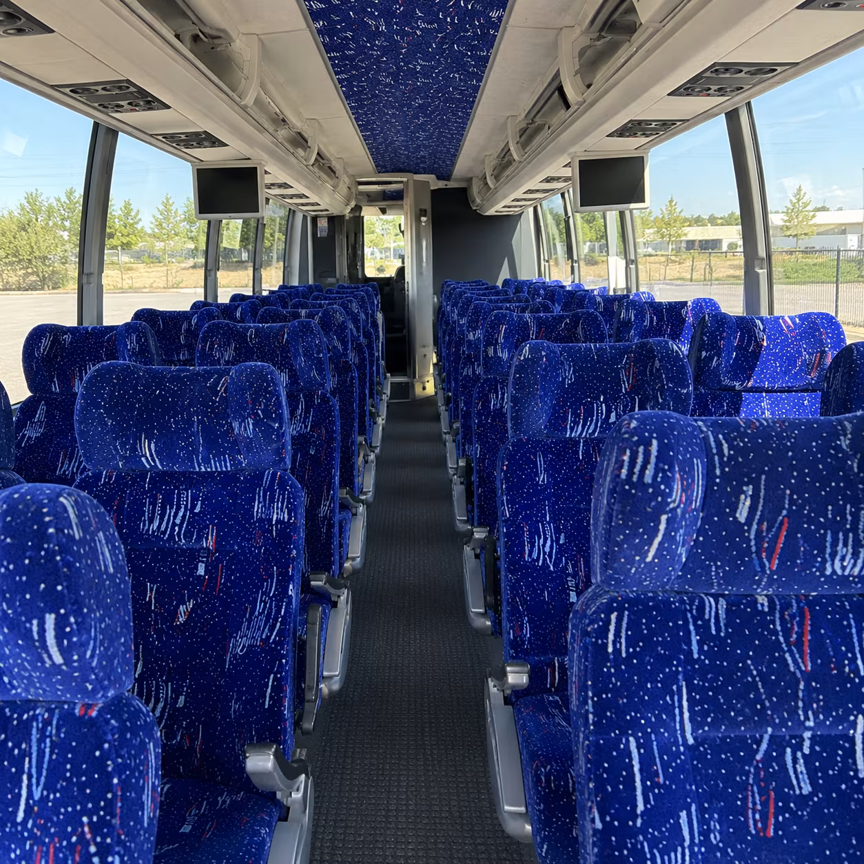 stockton 56 passenger charter bus inside